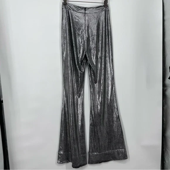 SOLD I.AM.GIA Metallic Silver Snakeskin Print Katana Ultra High Rise Flare Pants - Picture 6 of 8